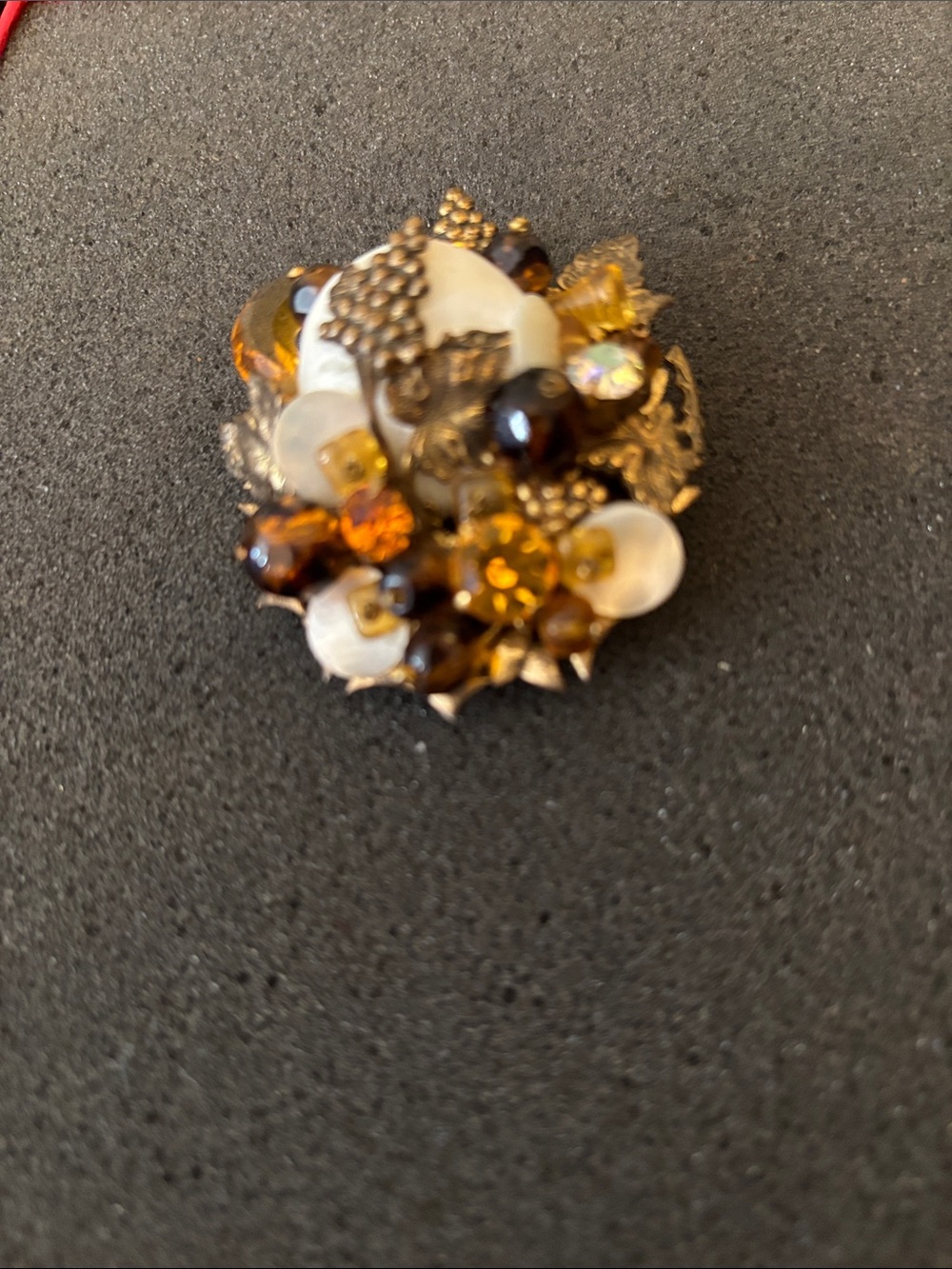 Gold-Tone Amber Floral Cluster Brooch - Women Jewelry